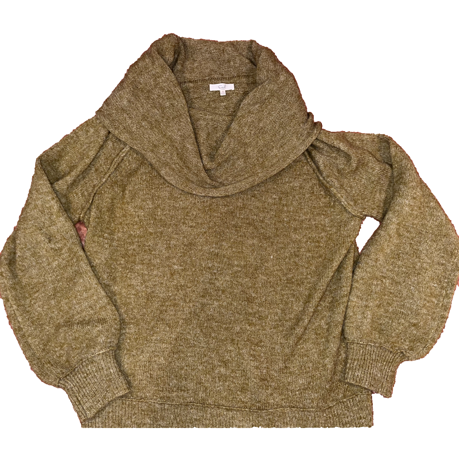 Easel Women’s Golden Green Cowl Neck Acrylic Sweater Oversized Size Small